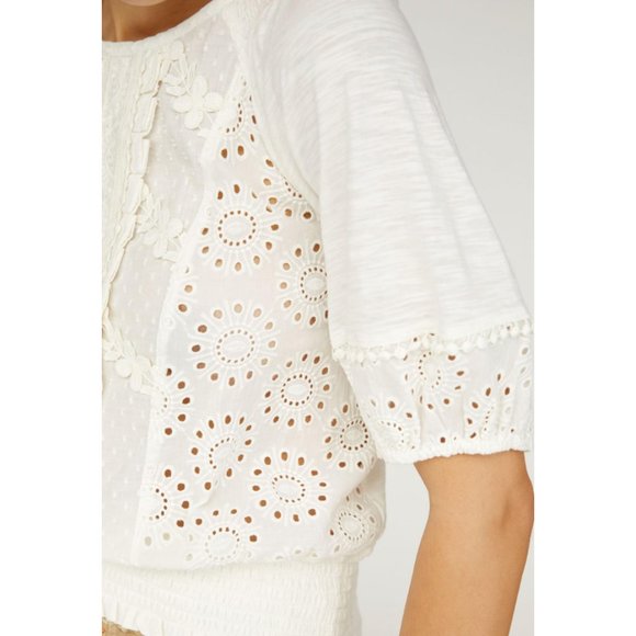 Anthro Porridge Freya Eyelet Lace Top XS - Picture 3 of 11
